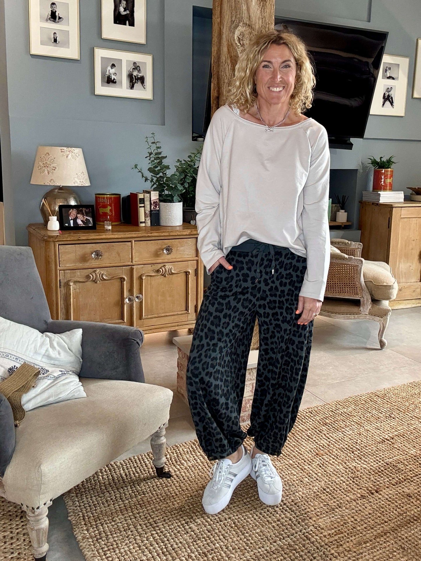 LA Grey Leopard Joggers