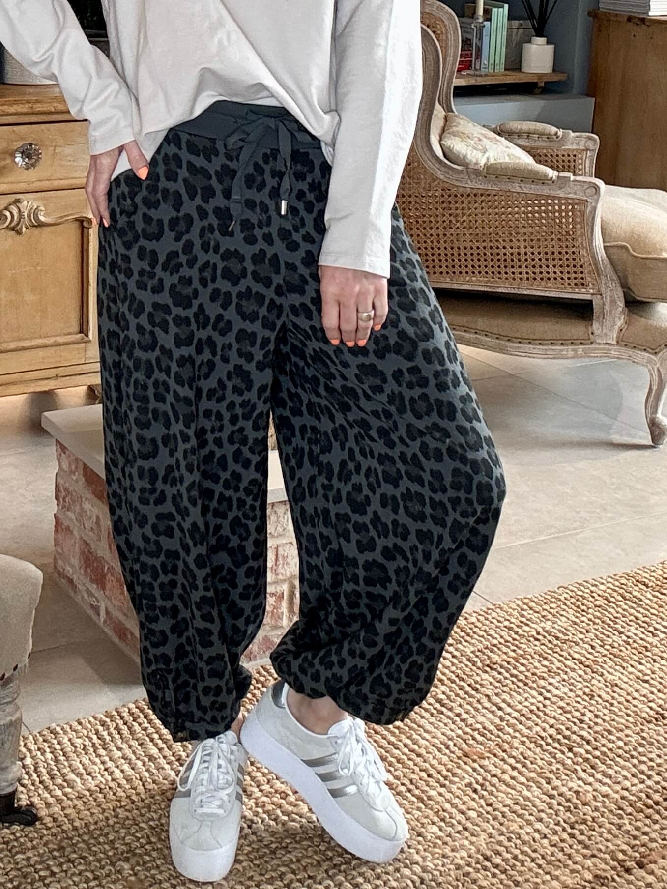 LA Grey Leopard Joggers