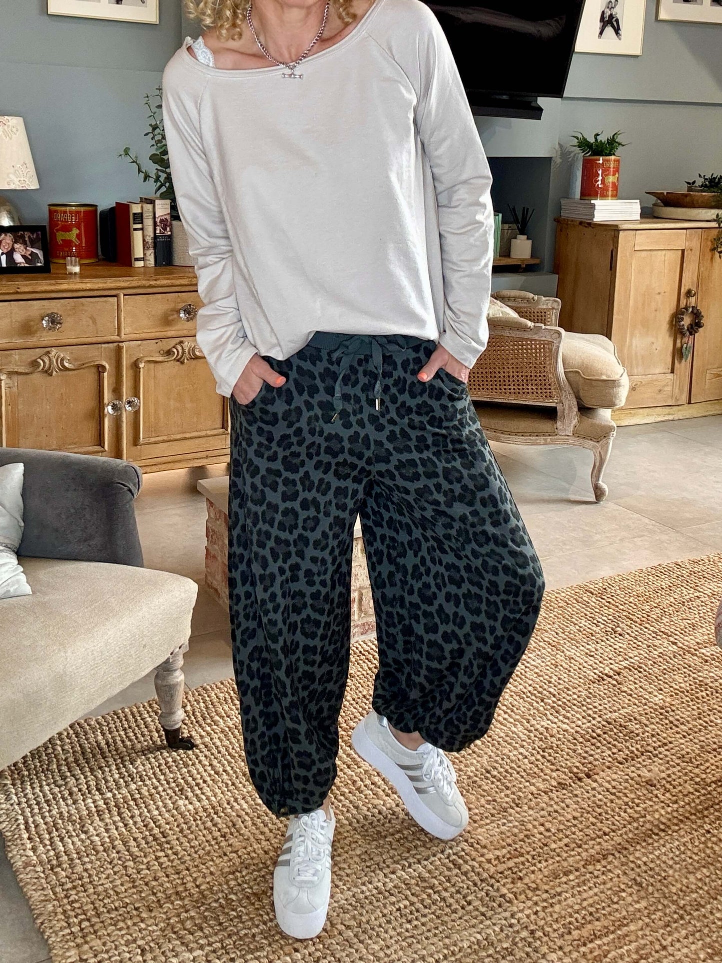 LA Grey Leopard Joggers