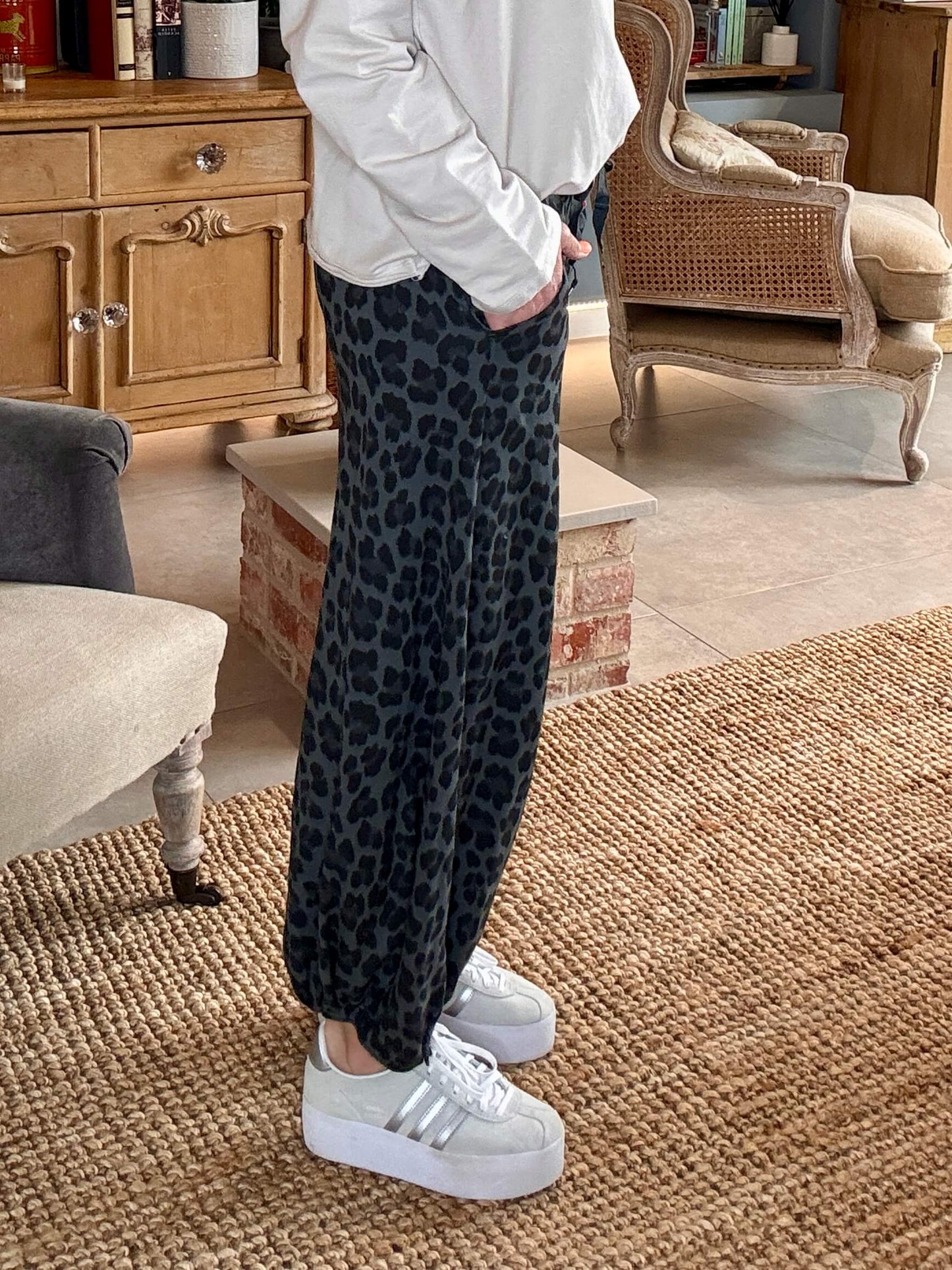 LA Grey Leopard Joggers