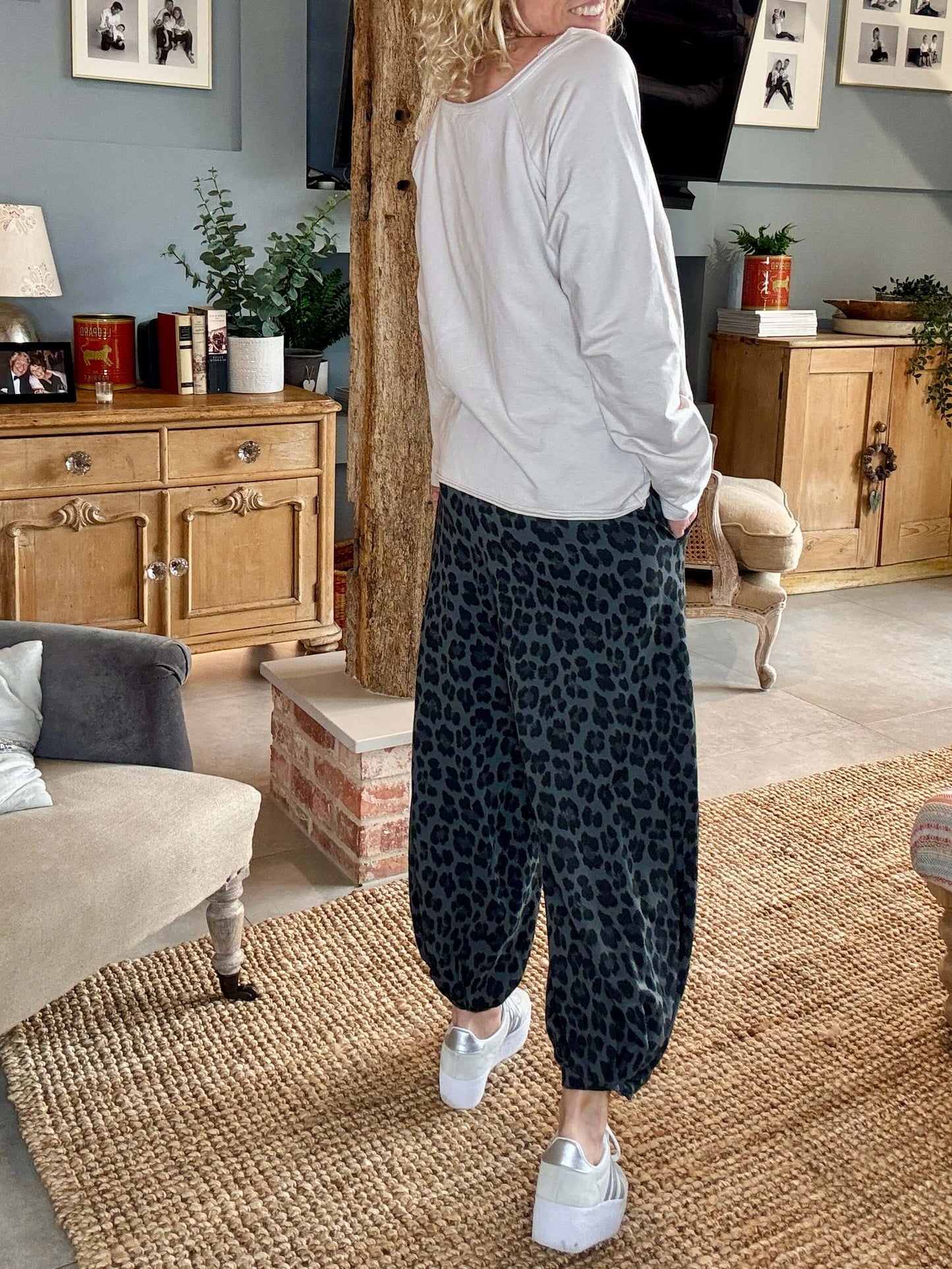 LA Grey Leopard Joggers