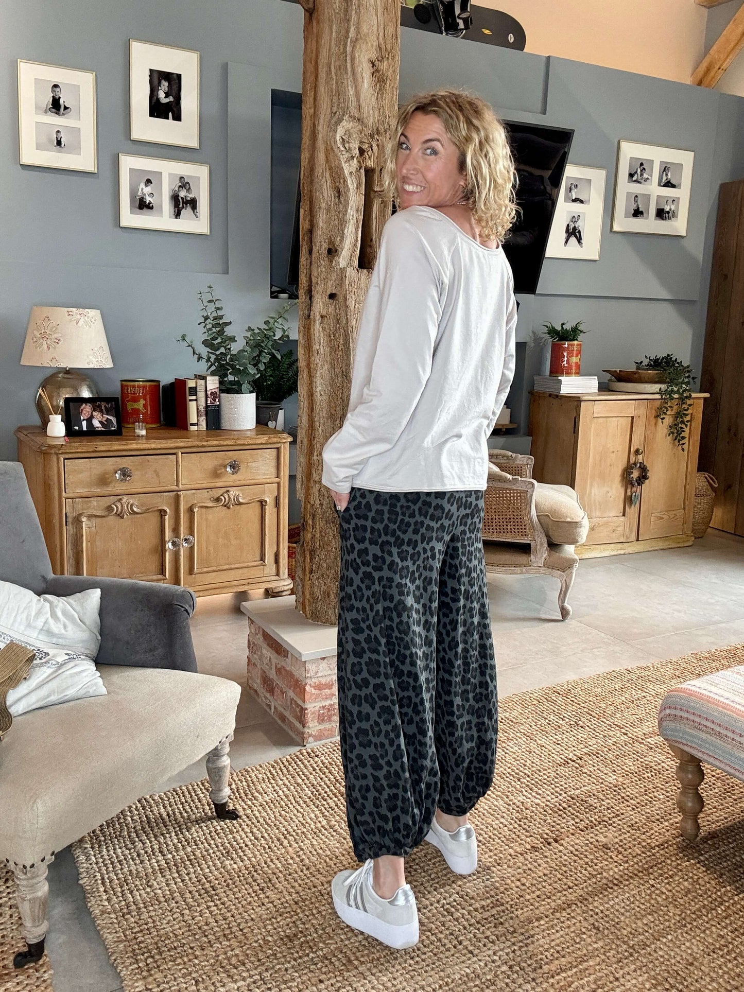 LA Grey Leopard Joggers