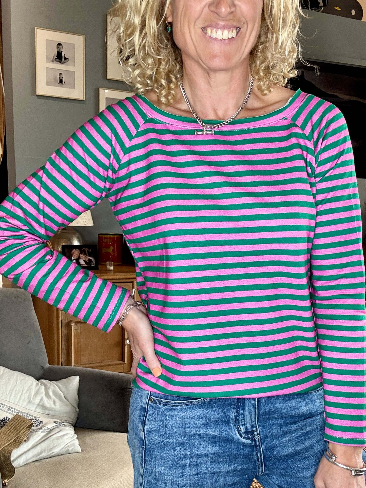 Breton Stripe Slub | Pink & Green Cabana