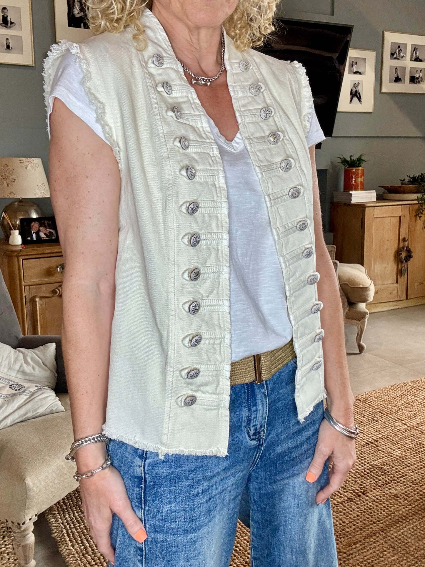 The Hendrix Military Gilet | Cream