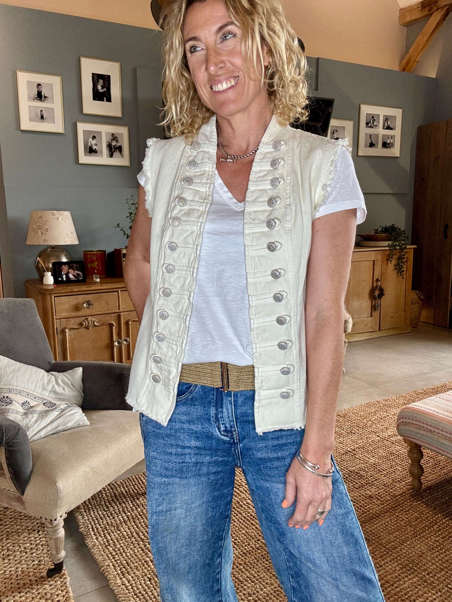 The Hendrix Military Gilet | Cream