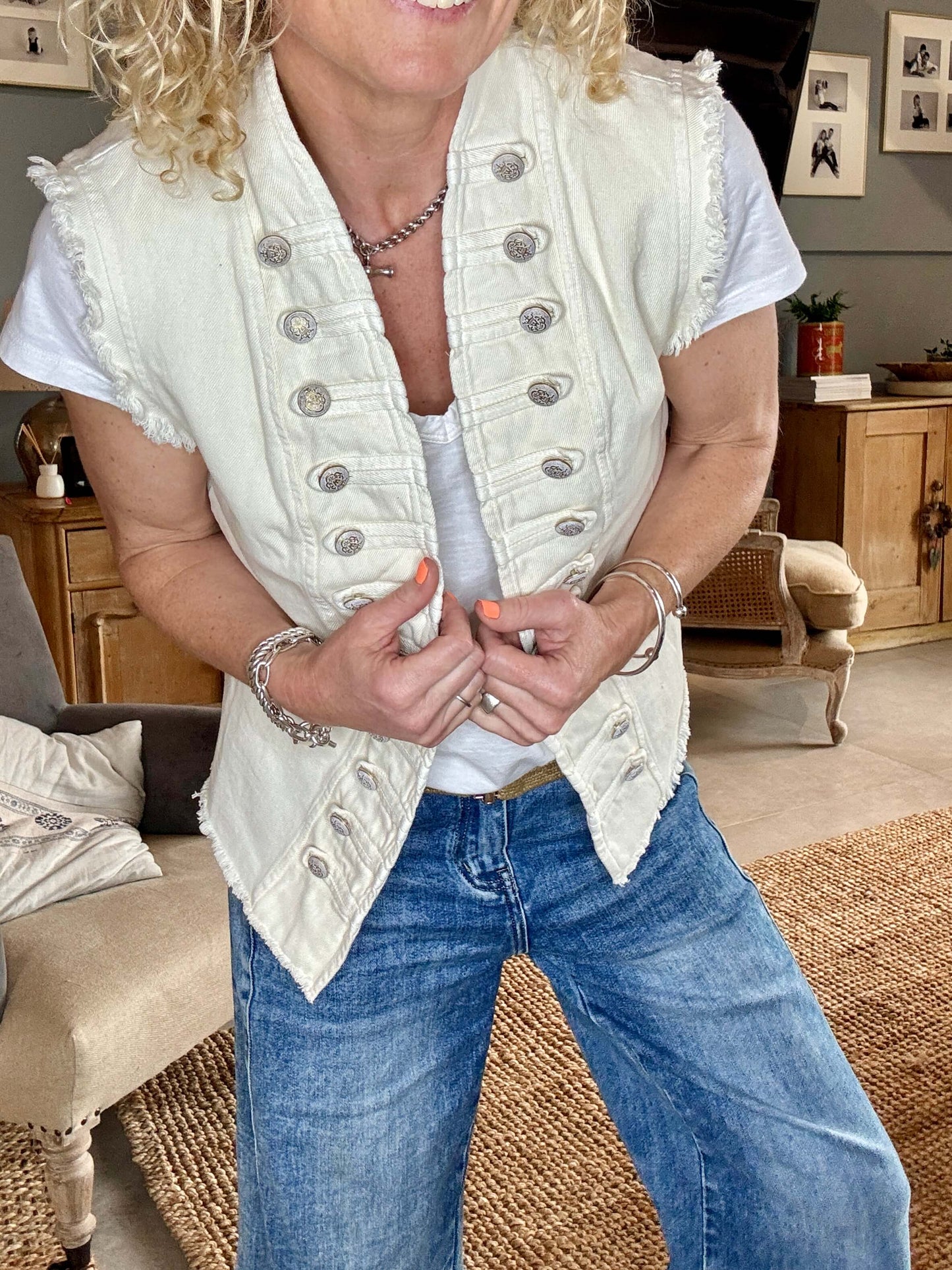The Hendrix Military Gilet | Cream