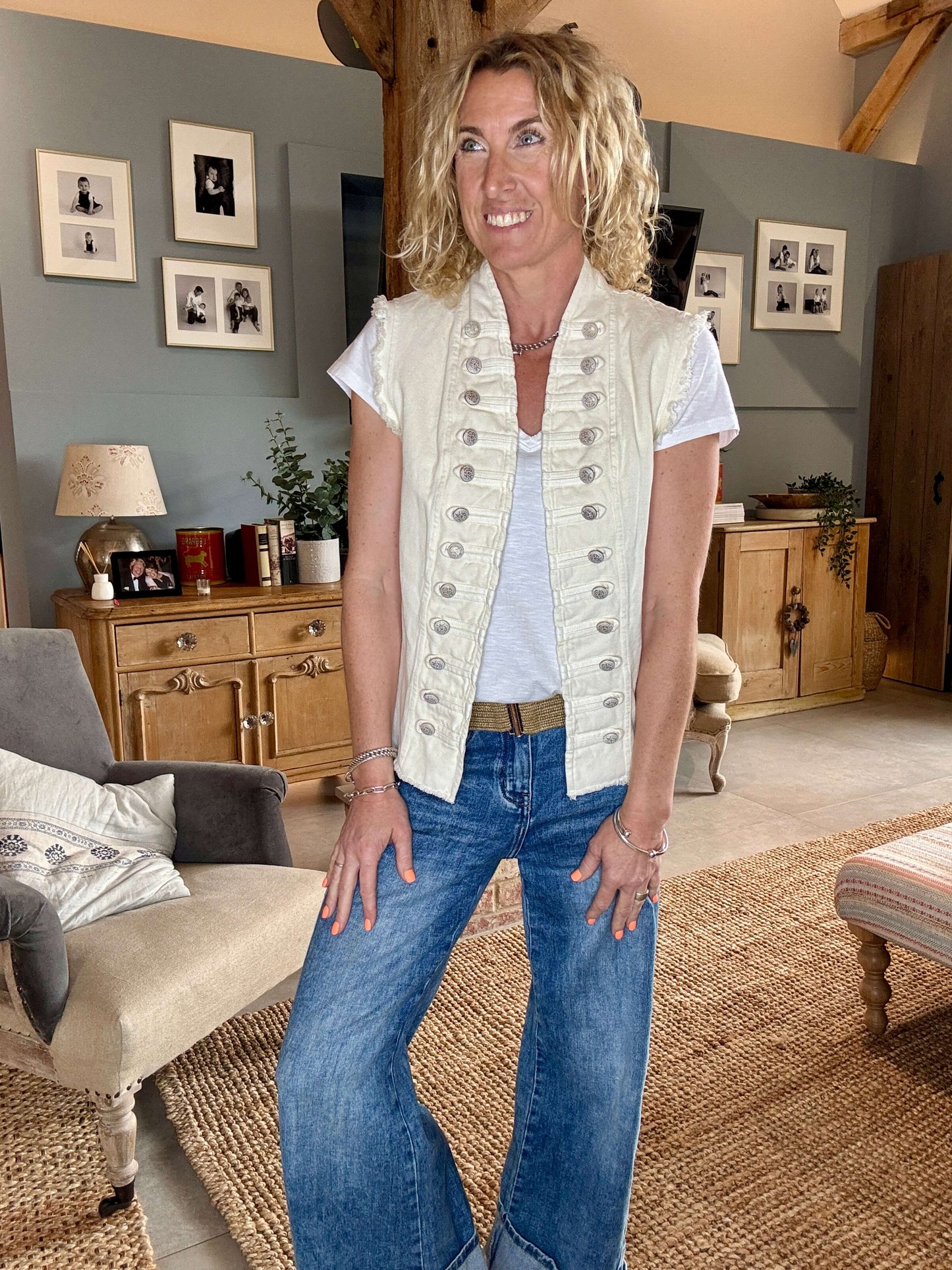 The Hendrix Military Gilet | Cream