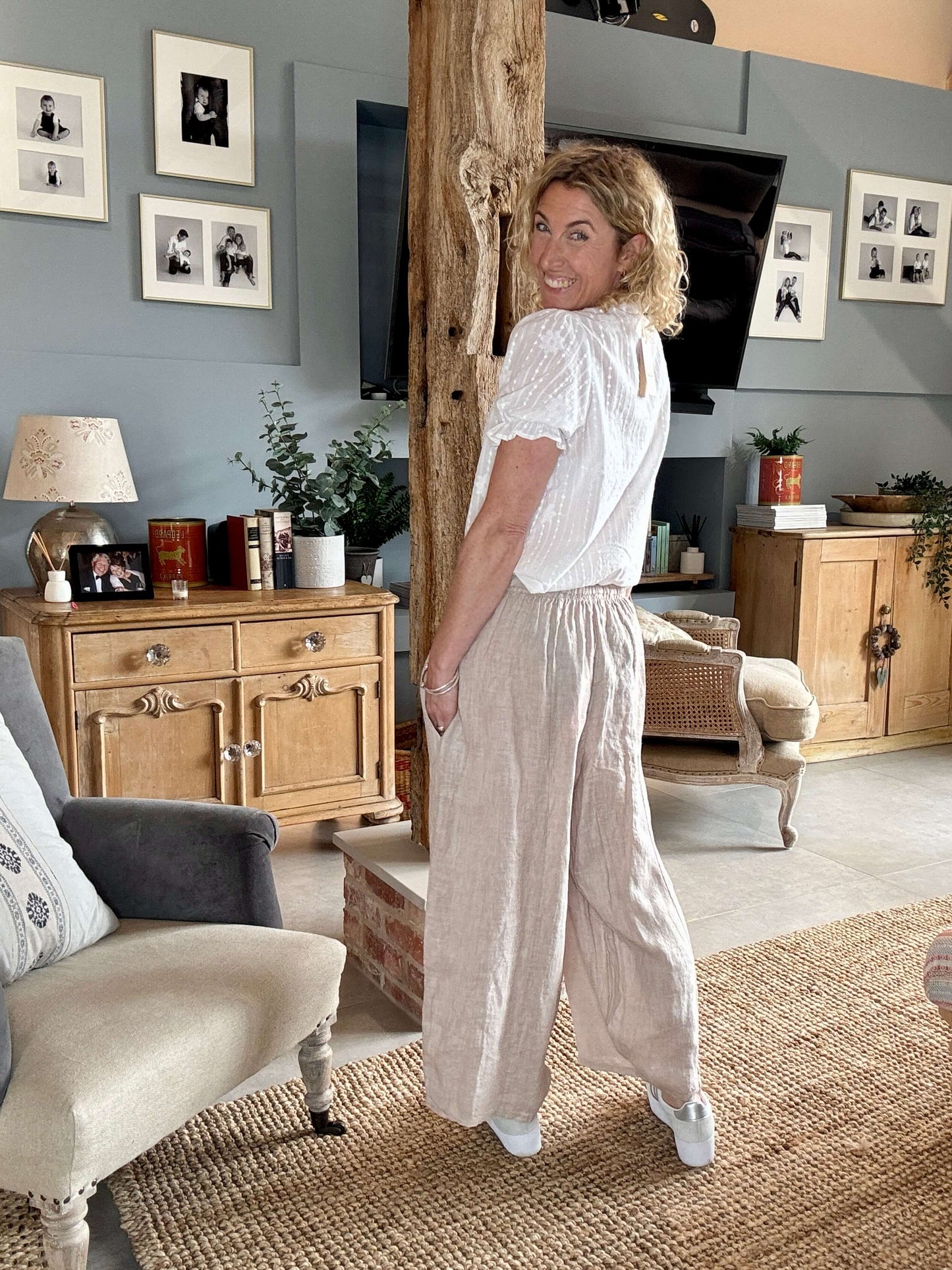 Gaucho Linen Pants | Stone