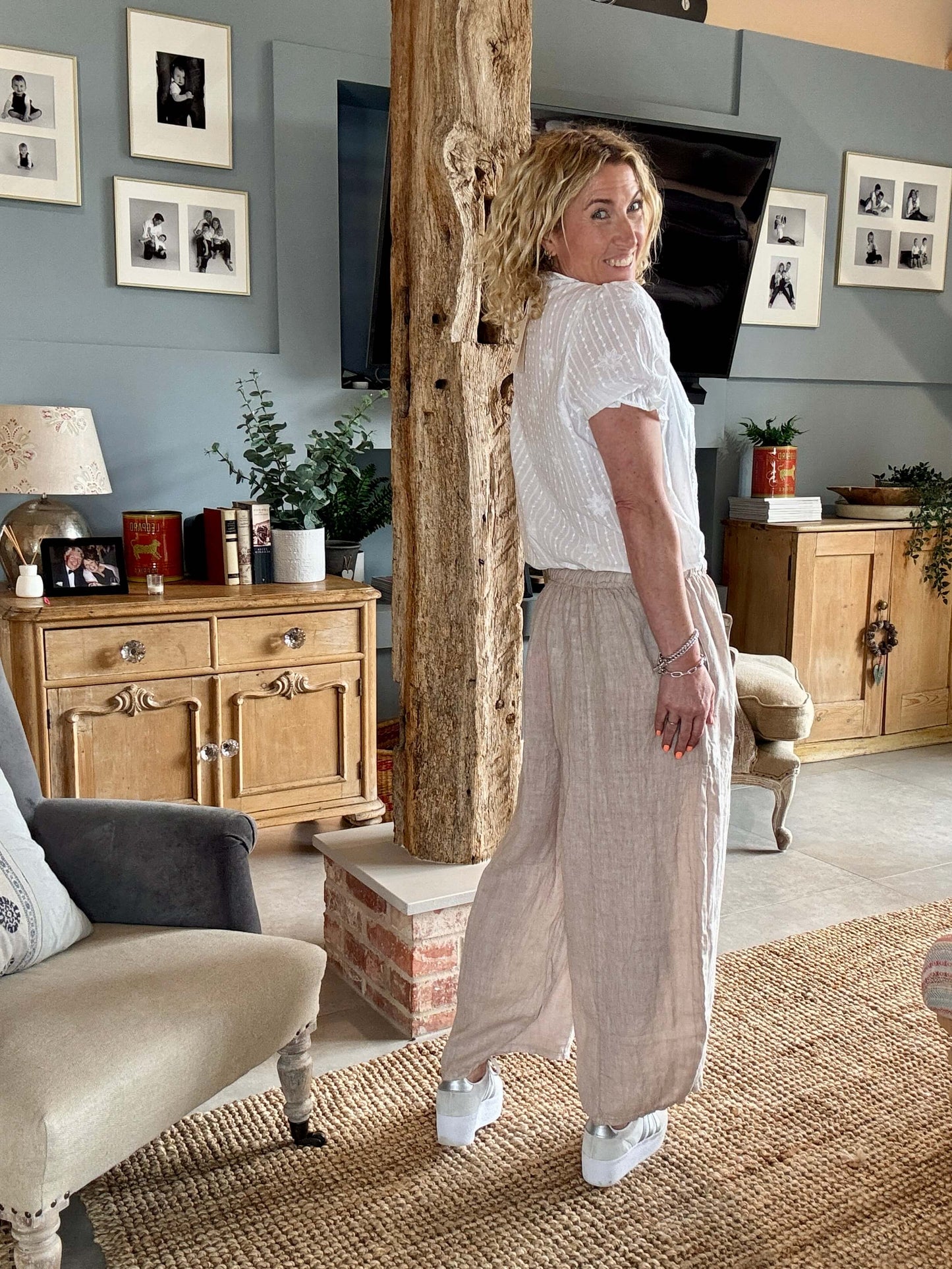 Gaucho Linen Pants | Stone