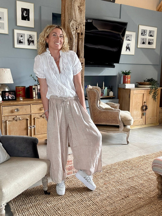 Gaucho Linen Pants | Stone