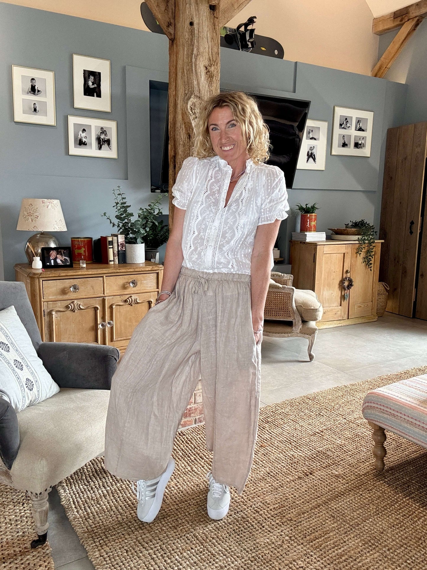 Gaucho Linen Pants | Stone