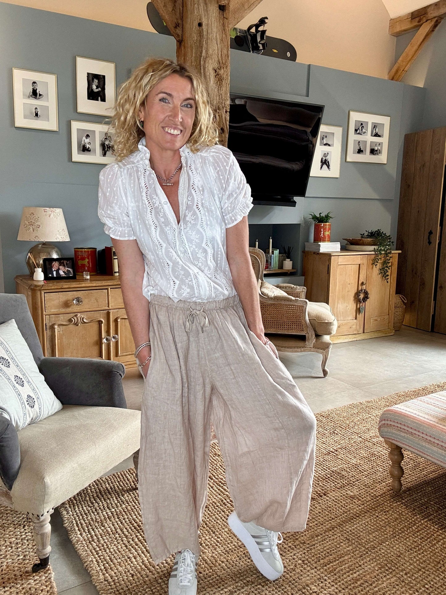 Gaucho Linen Pants | Stone