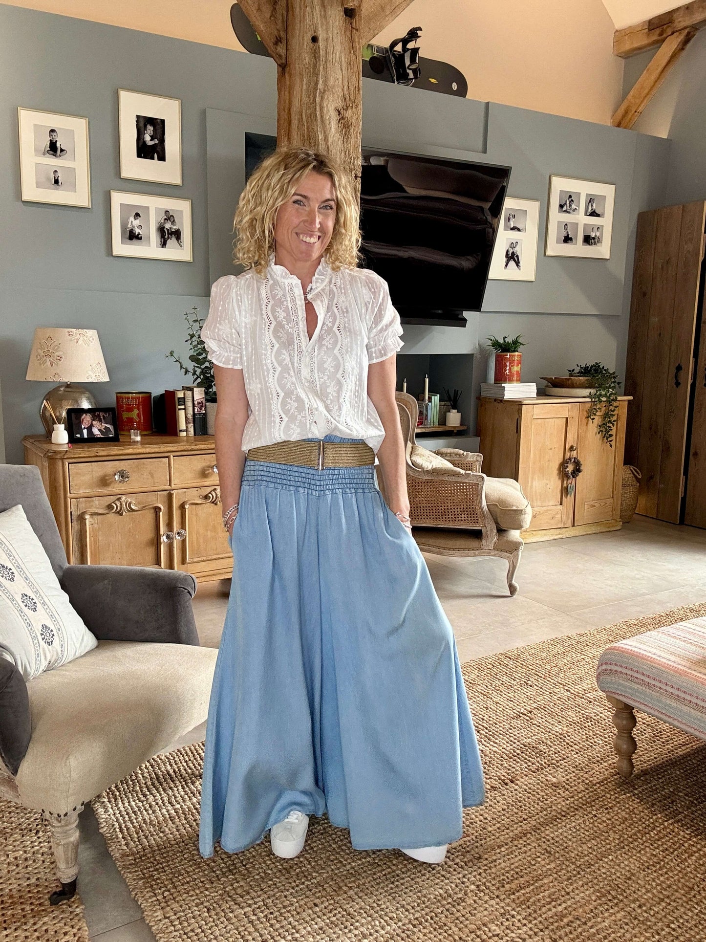 Betsy Palazzo Trousers | Light Denim