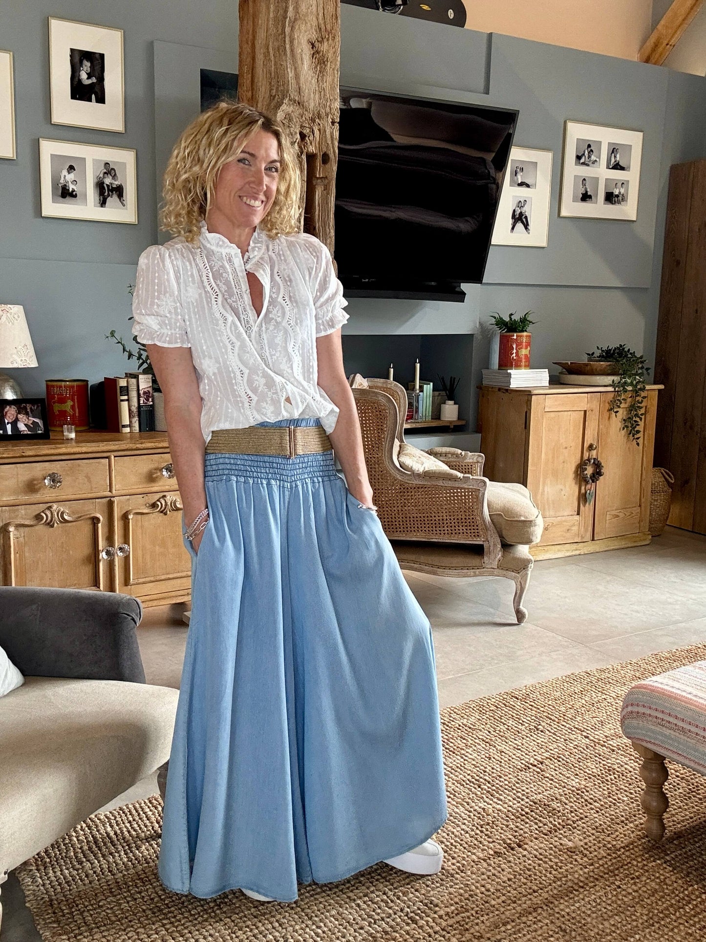 Betsy Palazzo Trousers | Light Denim