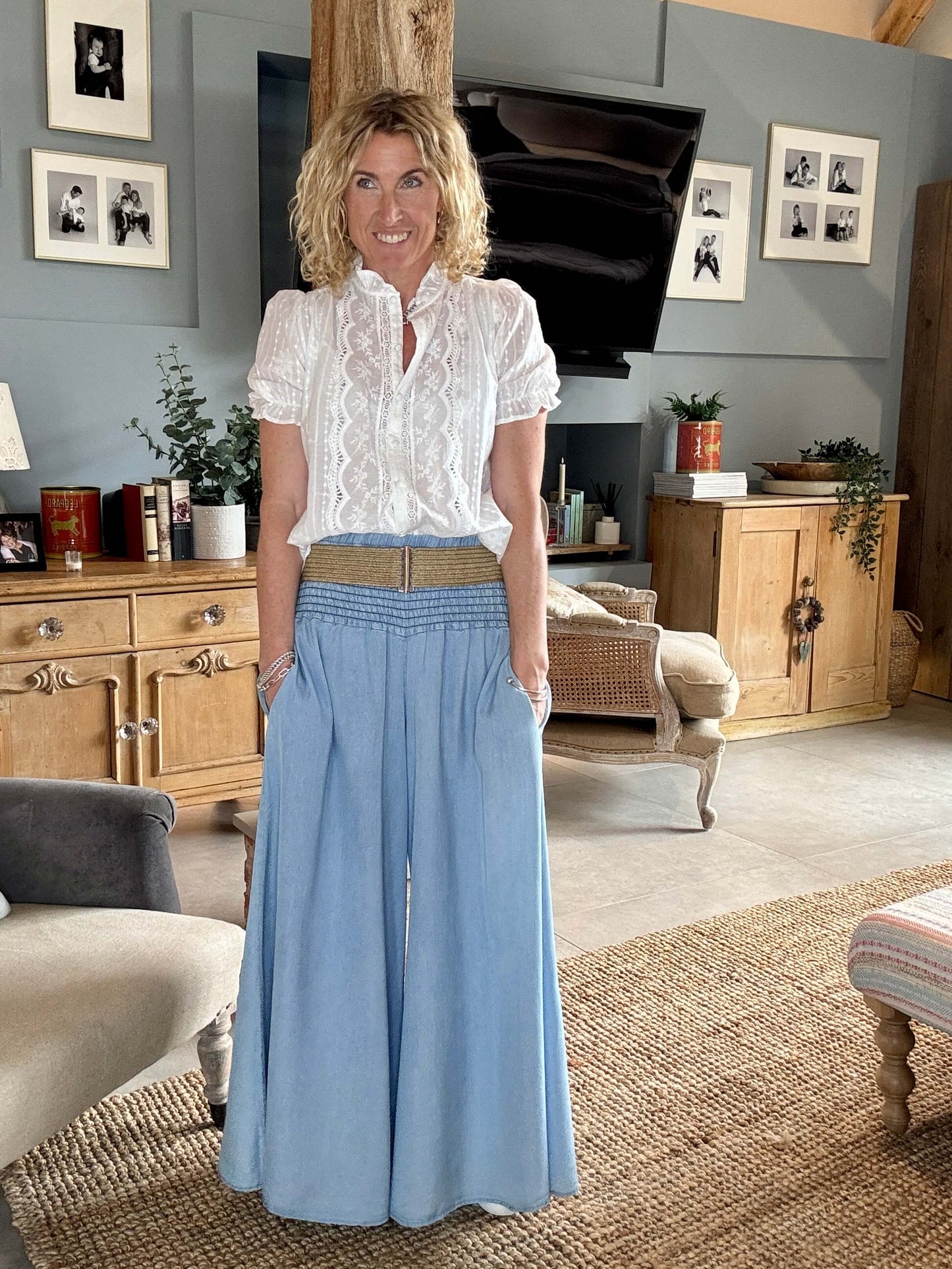 Betsy Palazzo Trousers | Light Denim