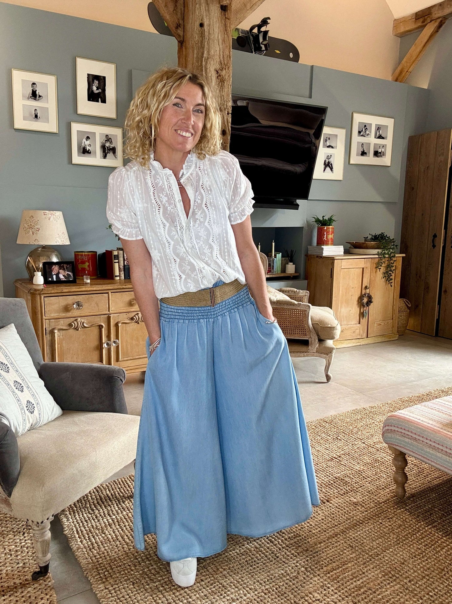 Betsy Palazzo Trousers | Light Denim