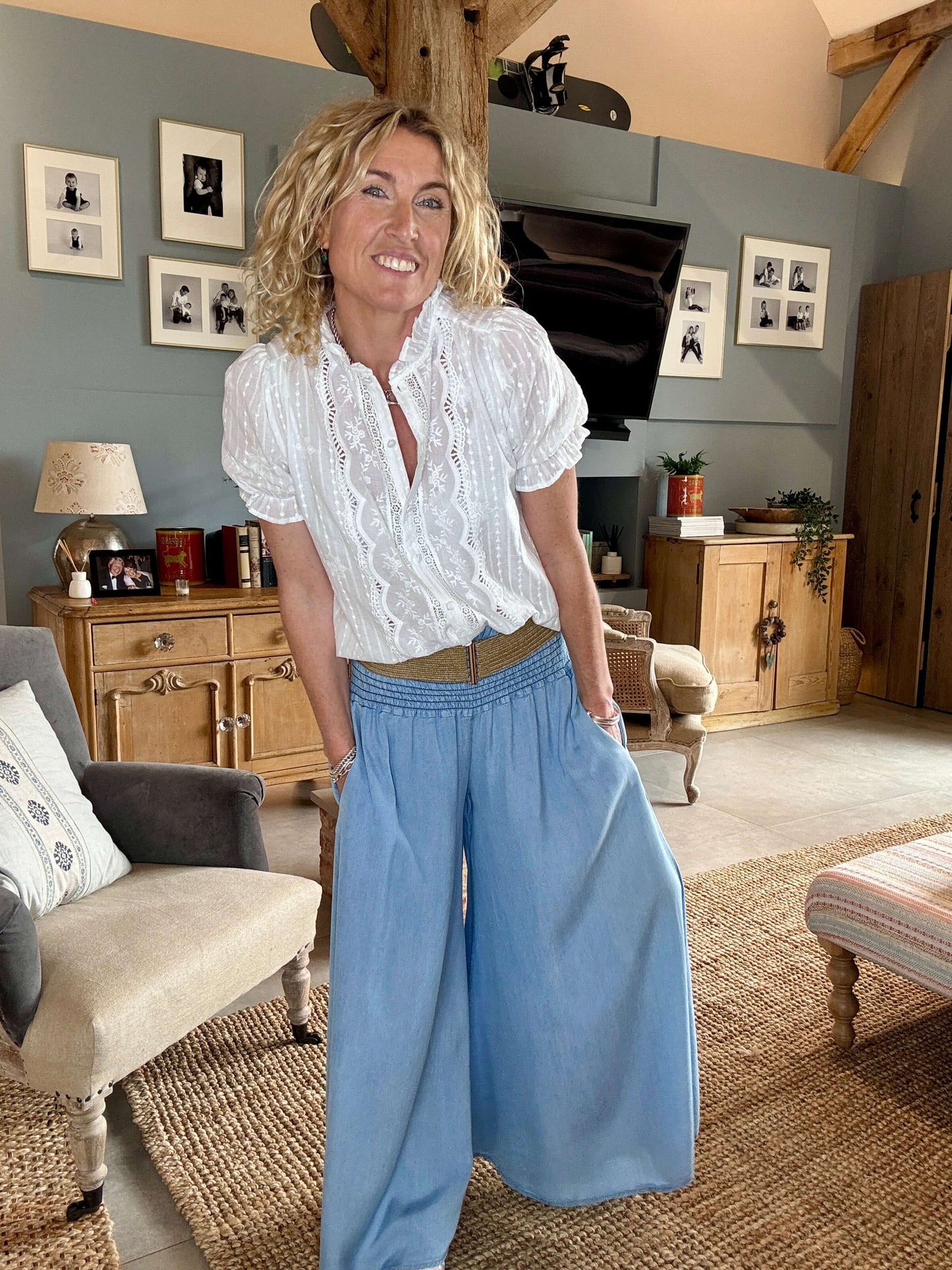 Betsy Palazzo Trousers | Light Denim