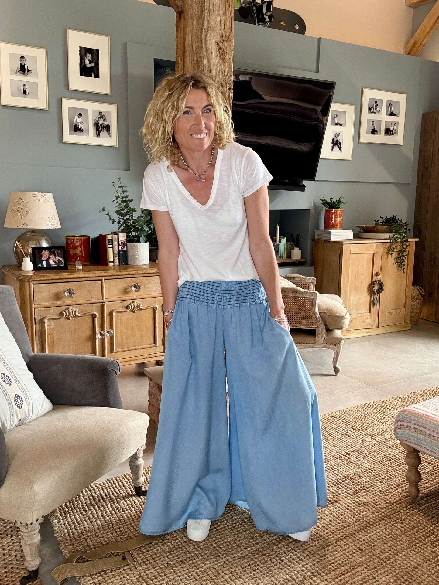 Betsy Palazzo Trousers | Light Denim