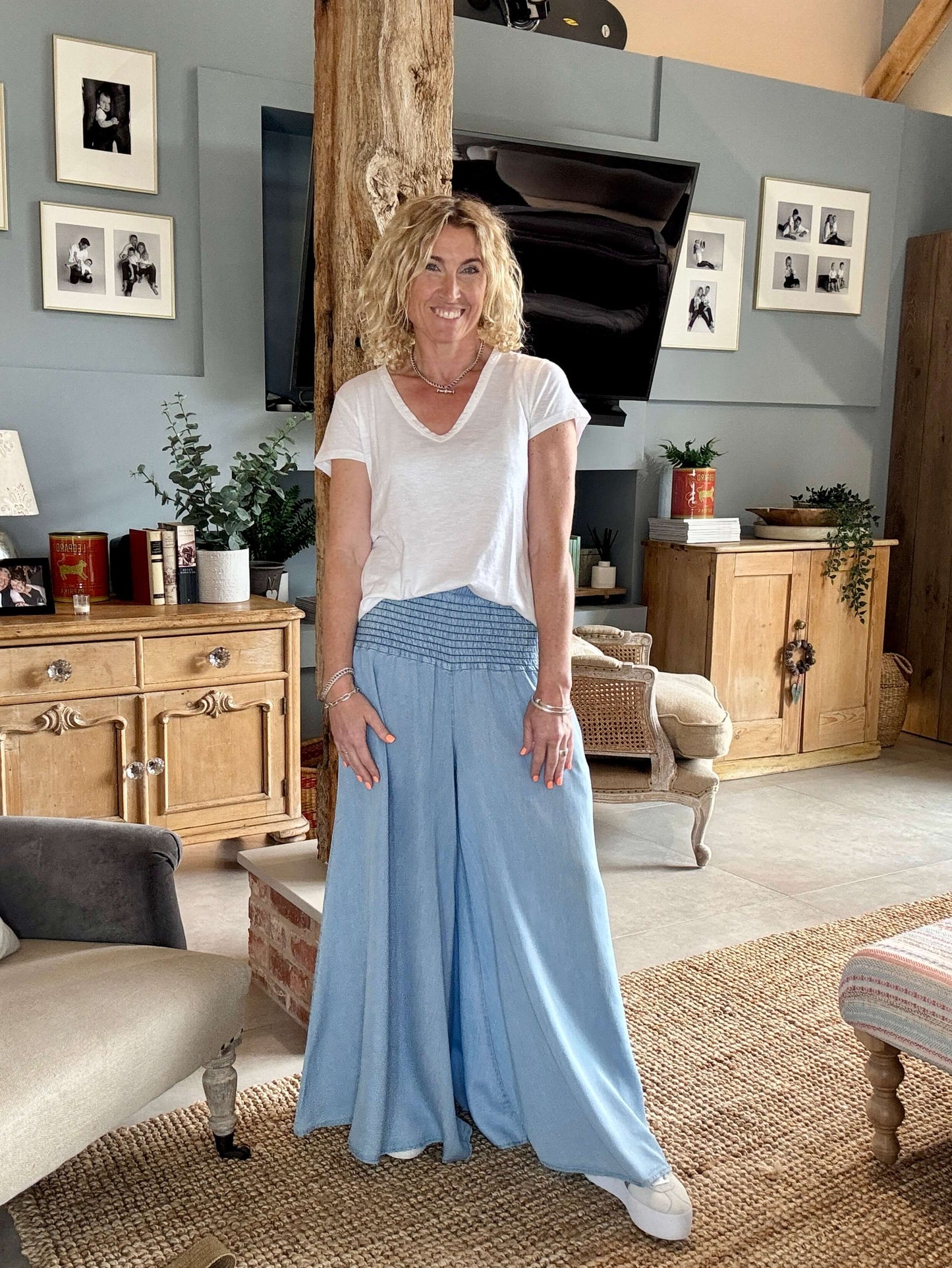 Betsy Palazzo Trousers | Light Denim