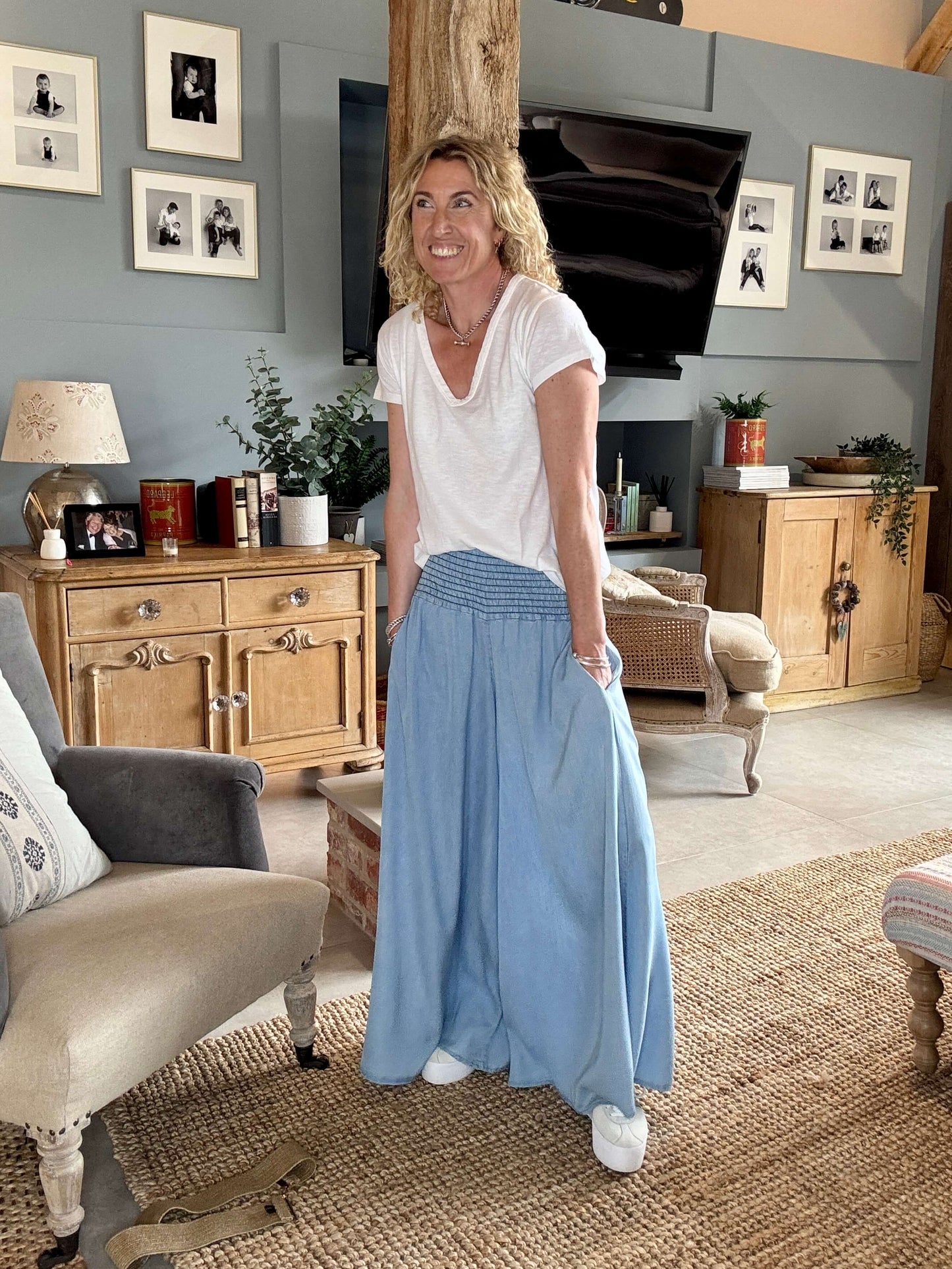 Betsy Palazzo Trousers | Light Denim