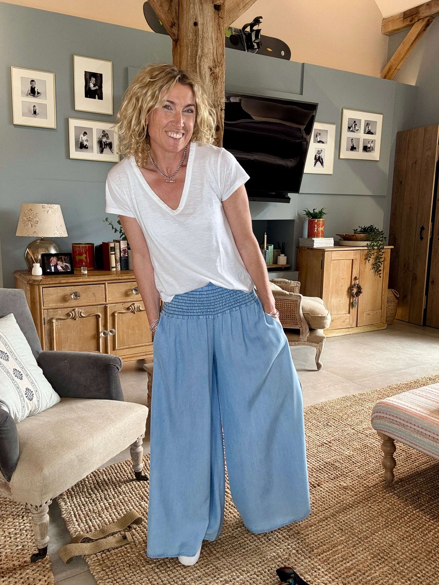 Betsy Palazzo Trousers | Light Denim