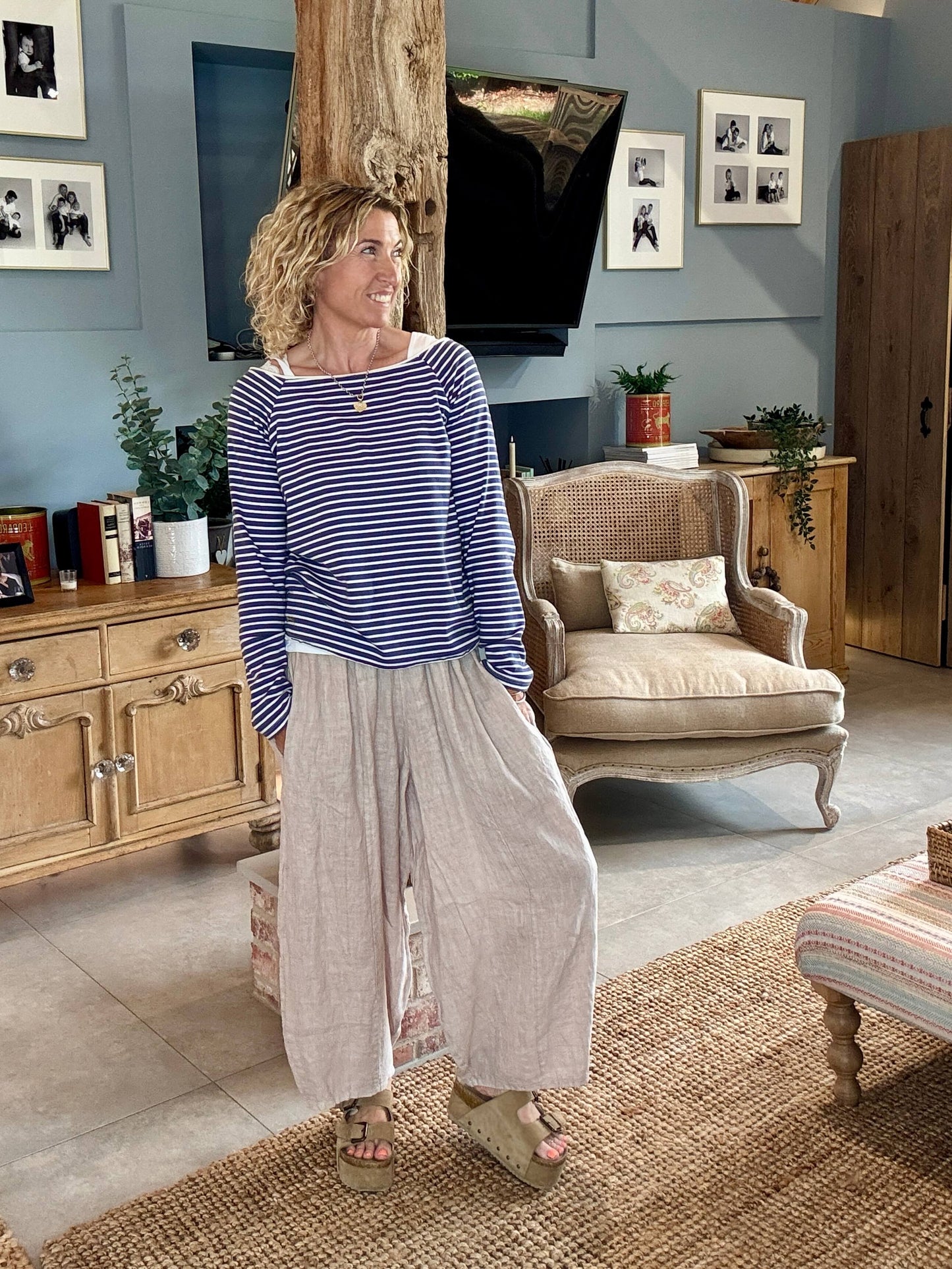 Gaucho Linen Pants | Stone