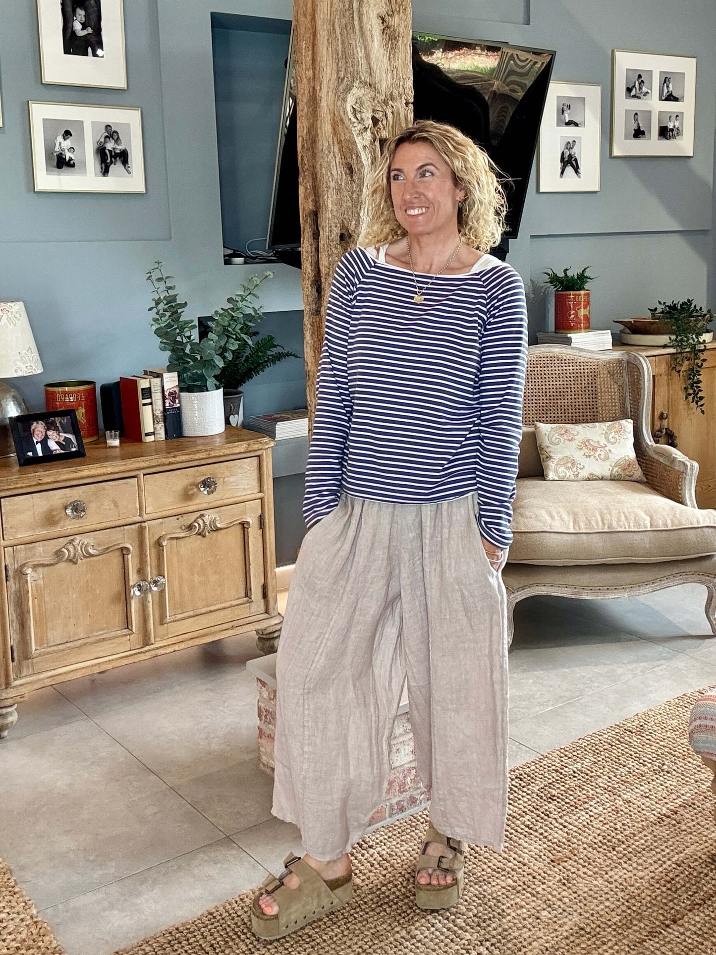 Gaucho Linen Pants | Stone