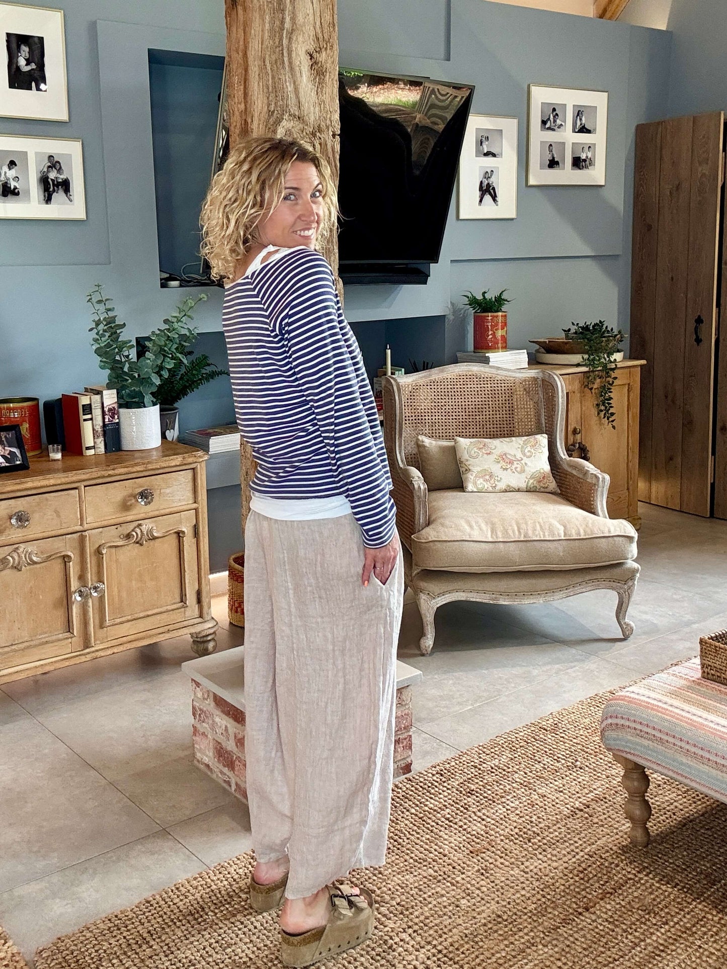 Gaucho Linen Pants | Stone