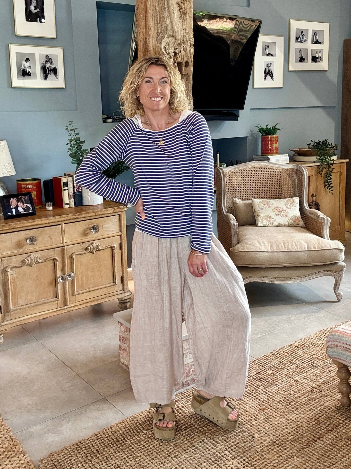Gaucho Linen Pants | Stone