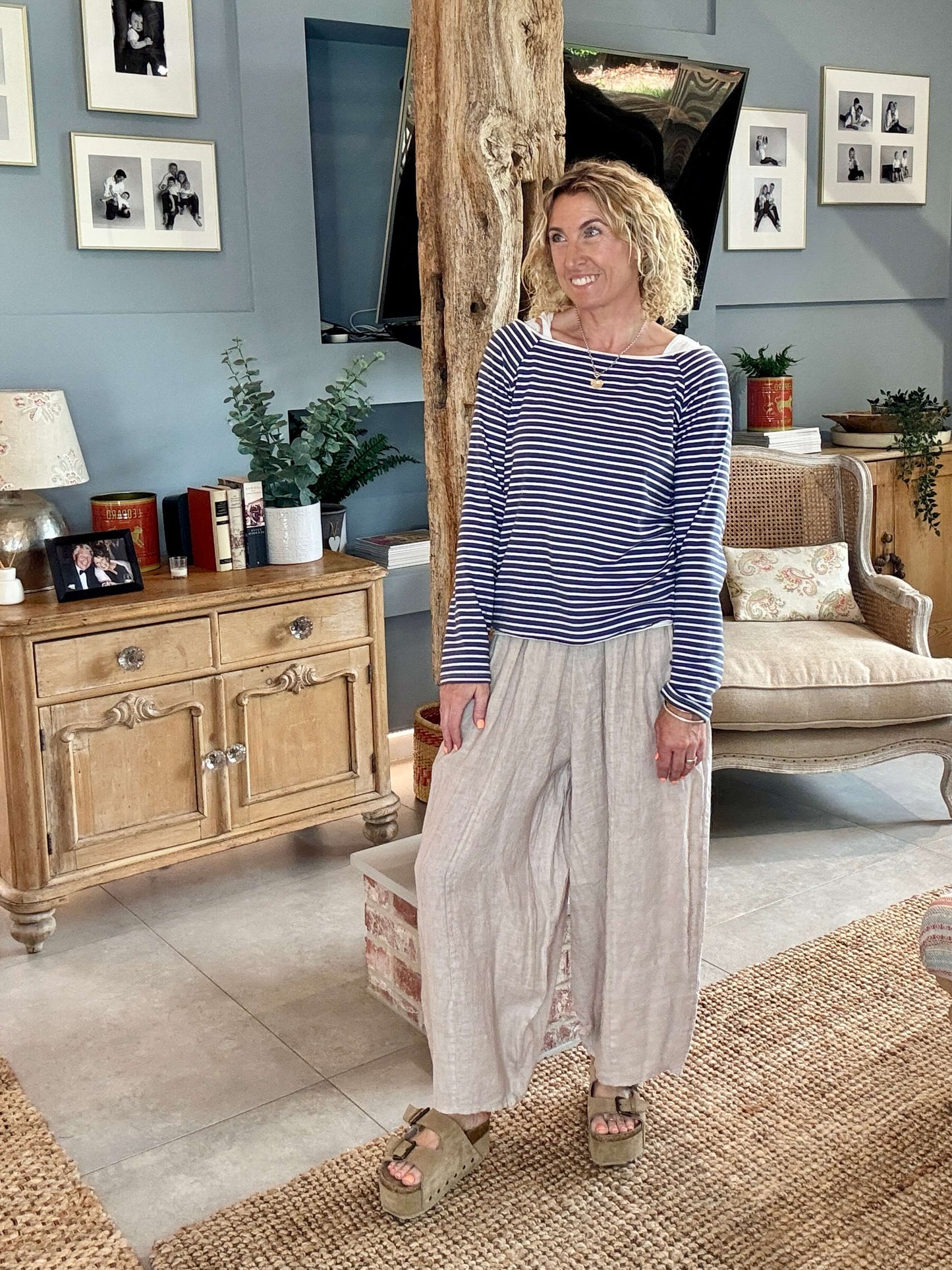 Gaucho Linen Pants | Stone