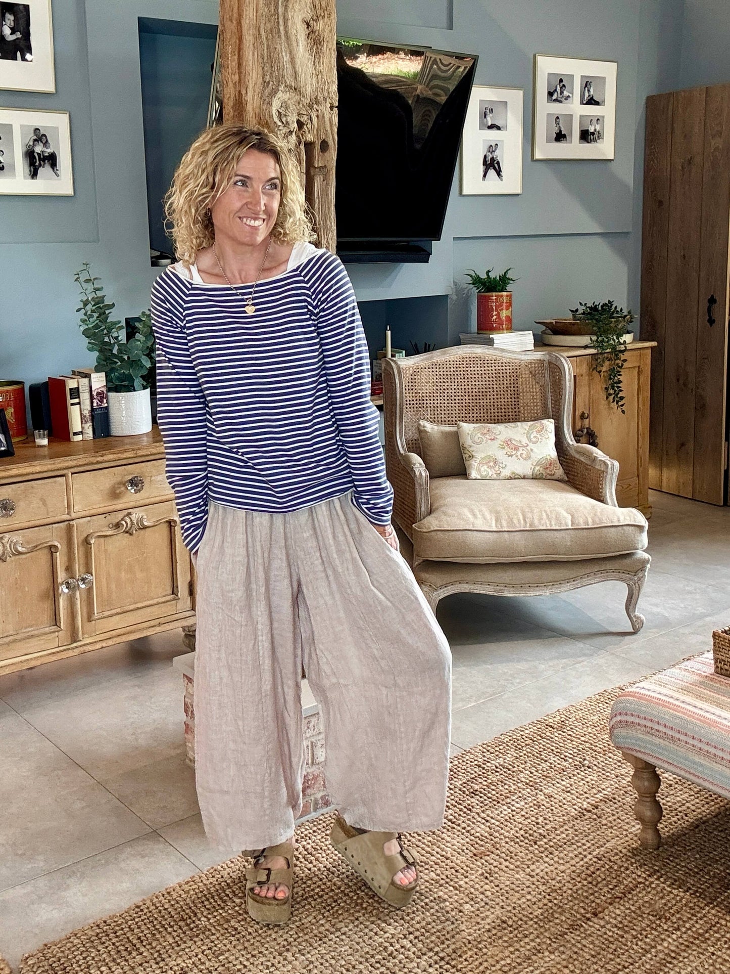 Gaucho Linen Pants | Stone