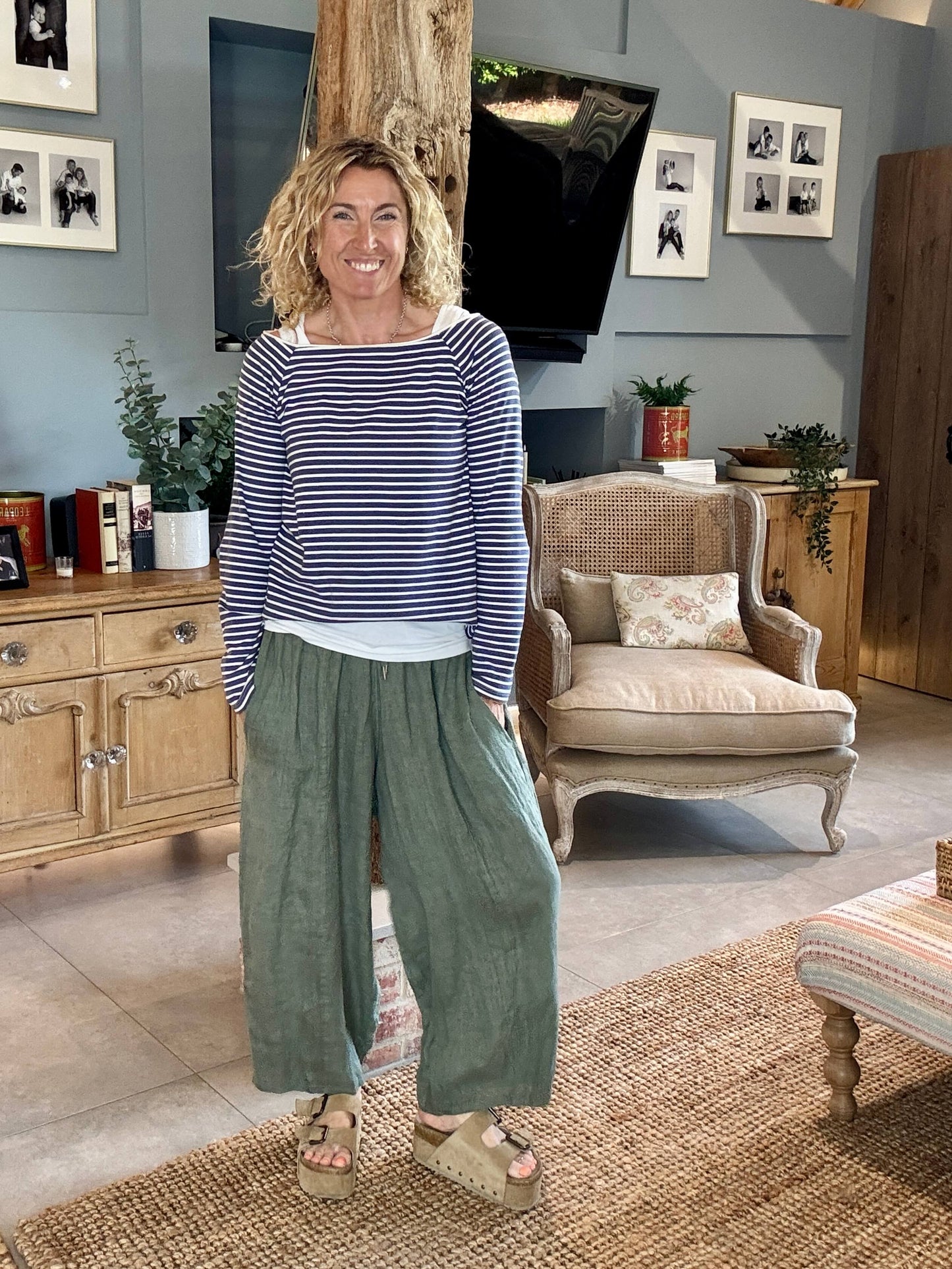 Gaucho Linen Pants | Khaki