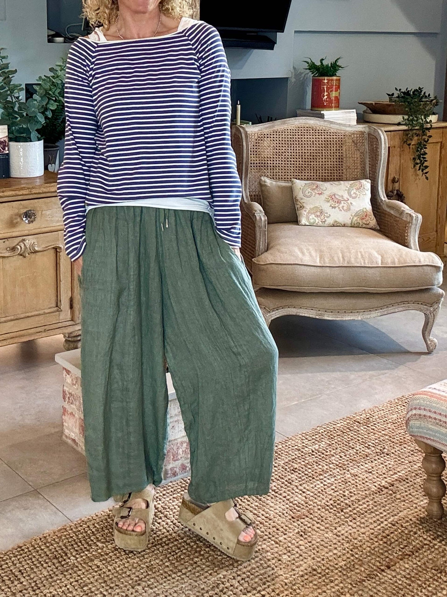 Gaucho Linen Pants | Khaki