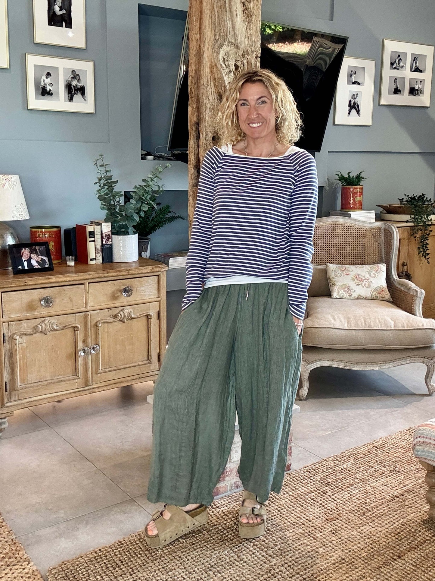 Gaucho Linen Pants | Khaki
