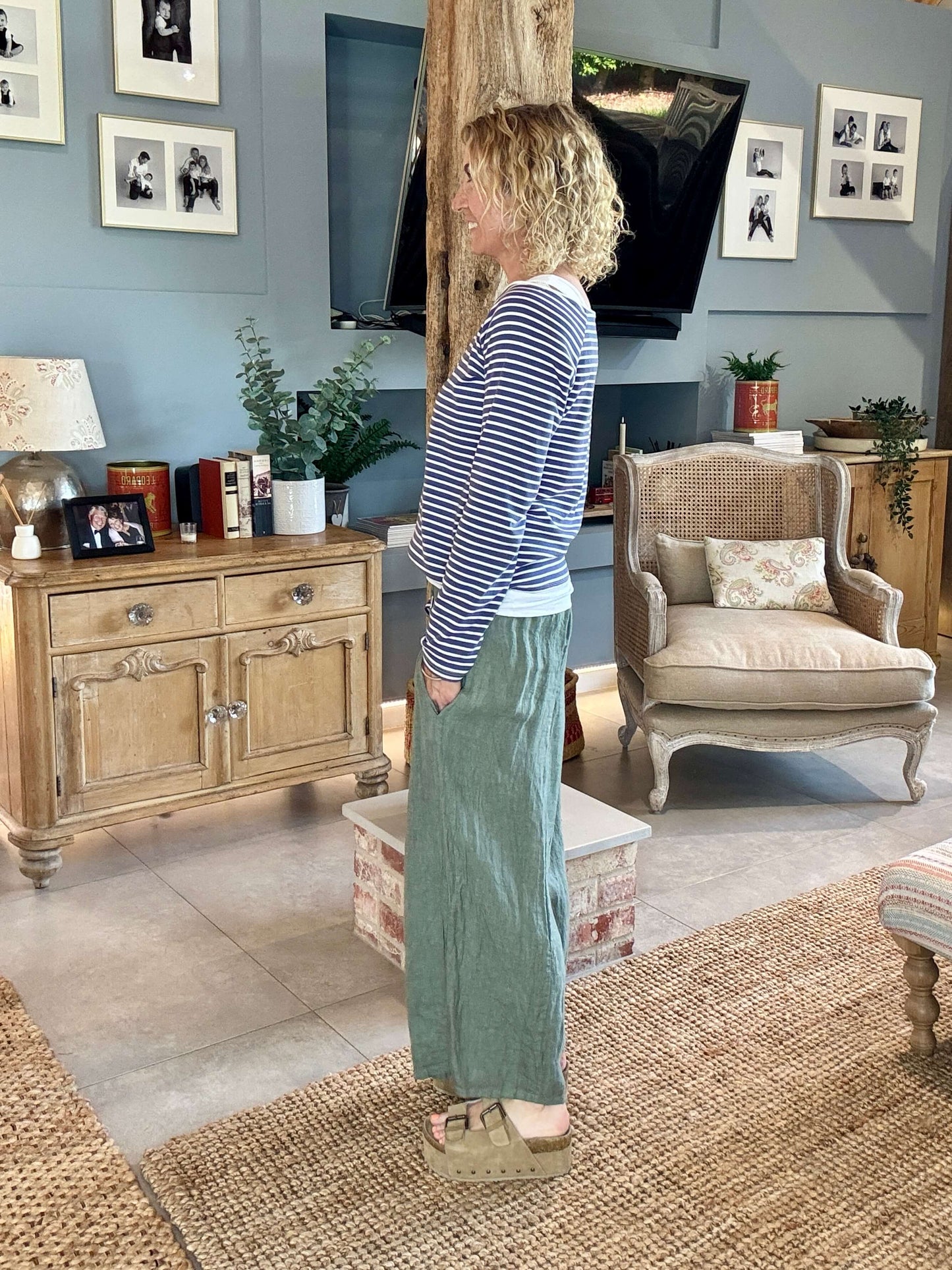 Gaucho Linen Pants | Khaki