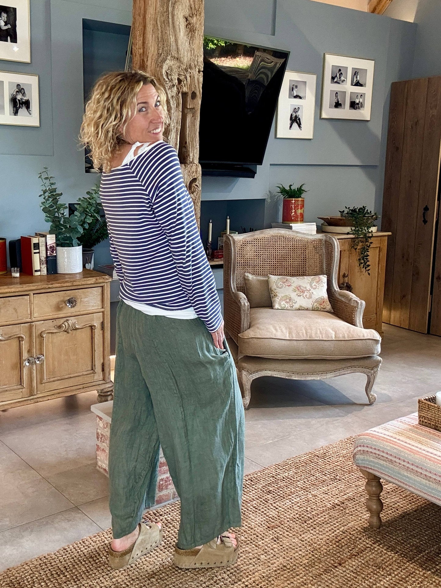 Gaucho Linen Pants | Khaki