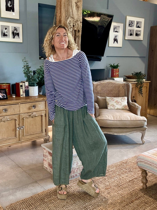 Gaucho Linen Pants | Khaki