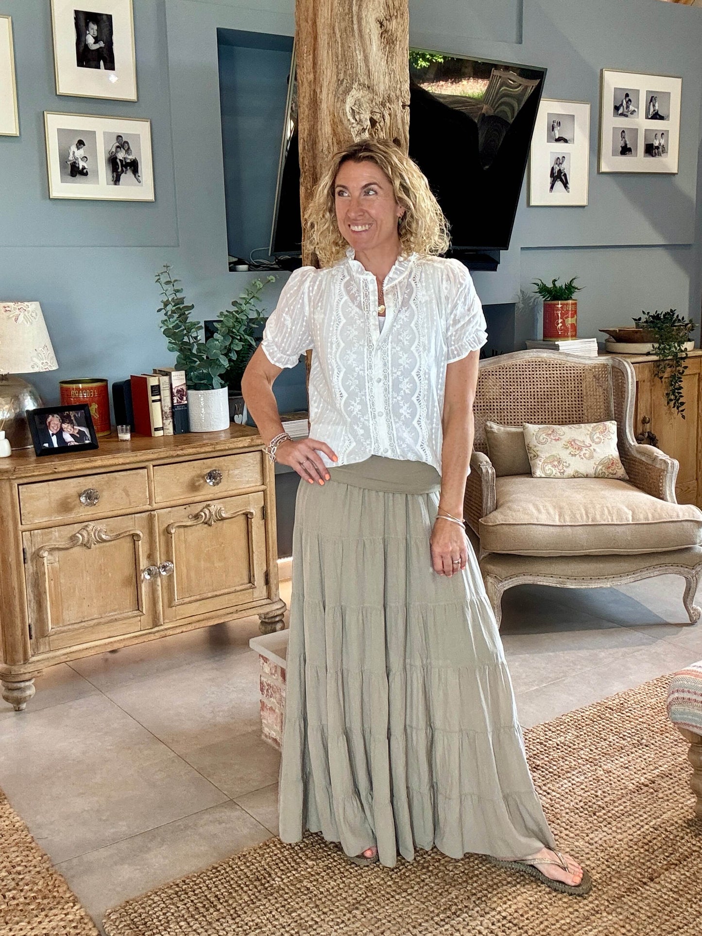 Lexi Tiered Maxi Skirt | Stone