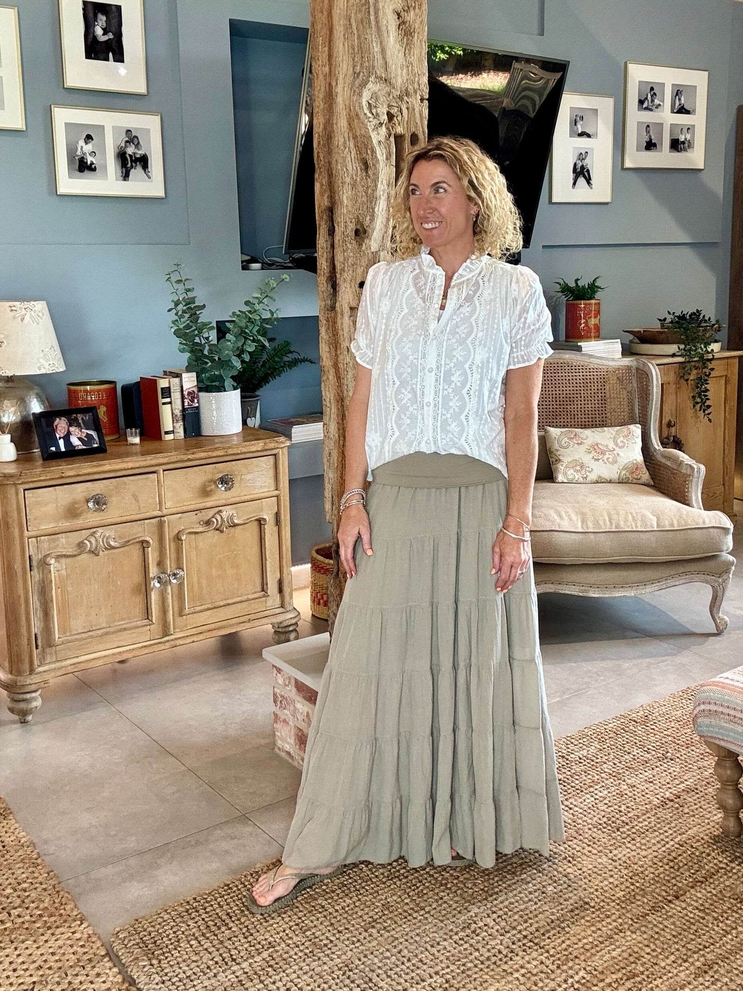 Lexi Tiered Maxi Skirt | Stone