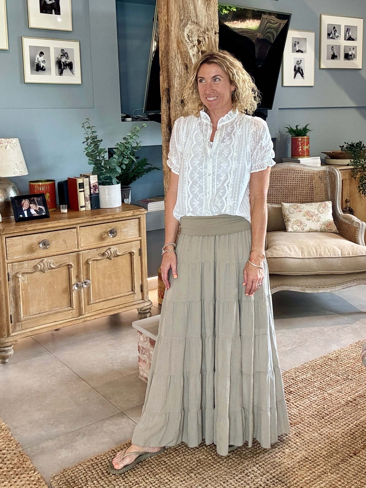 Lexi Tiered Maxi Skirt | Stone