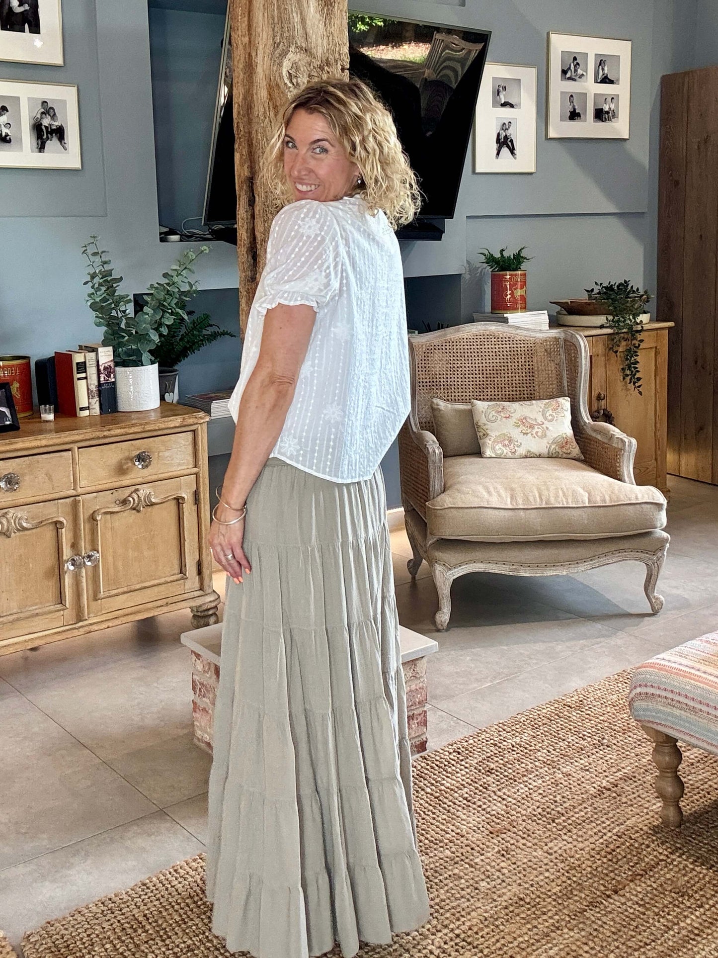 Lexi Tiered Maxi Skirt | Stone