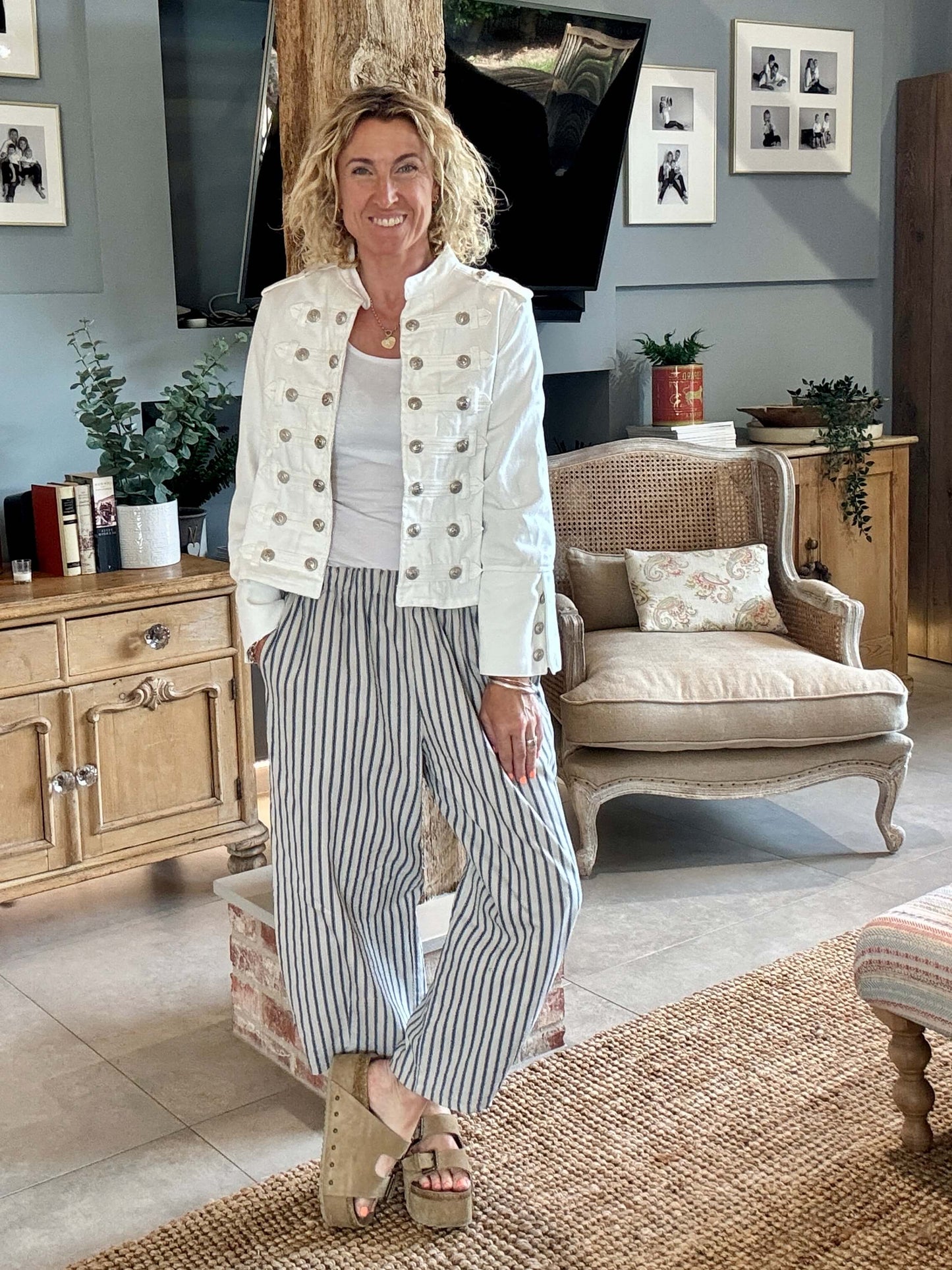 Pinstripe Barrel Trousers