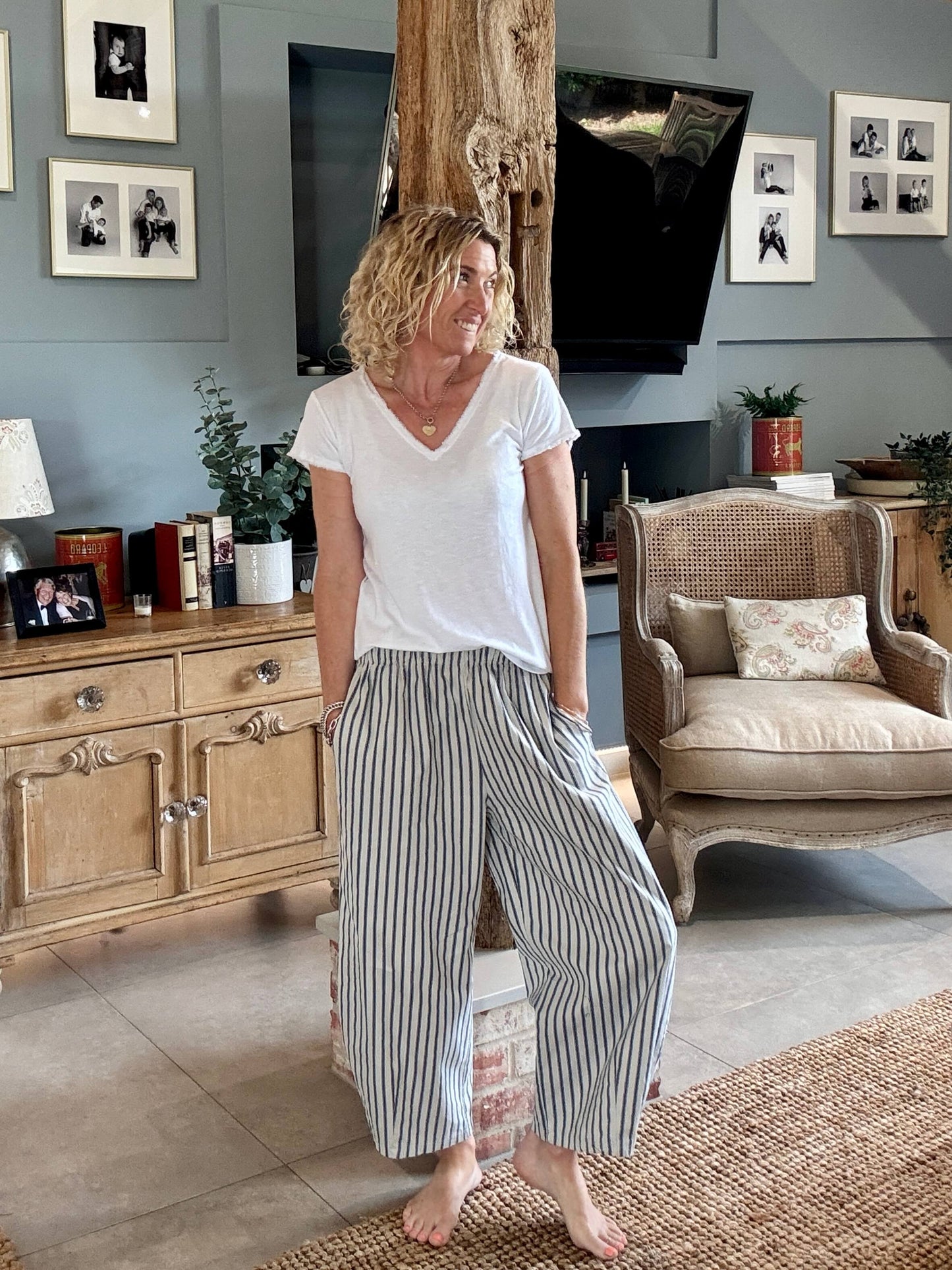Pinstripe Barrel Trousers