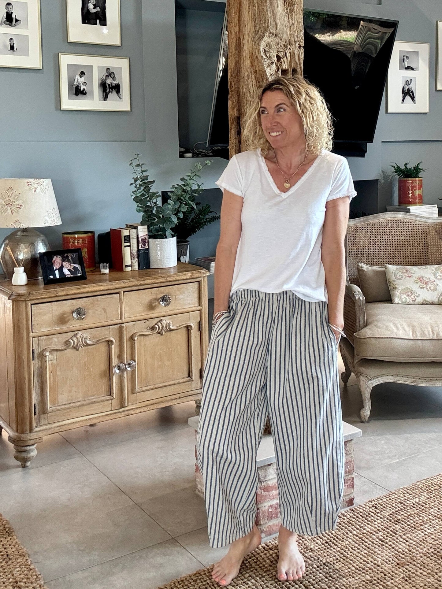 Pinstripe Barrel Trousers