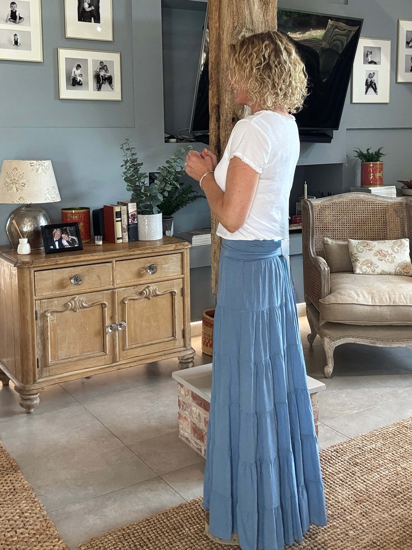 Lexi Tiered Maxi Skirt | Denim