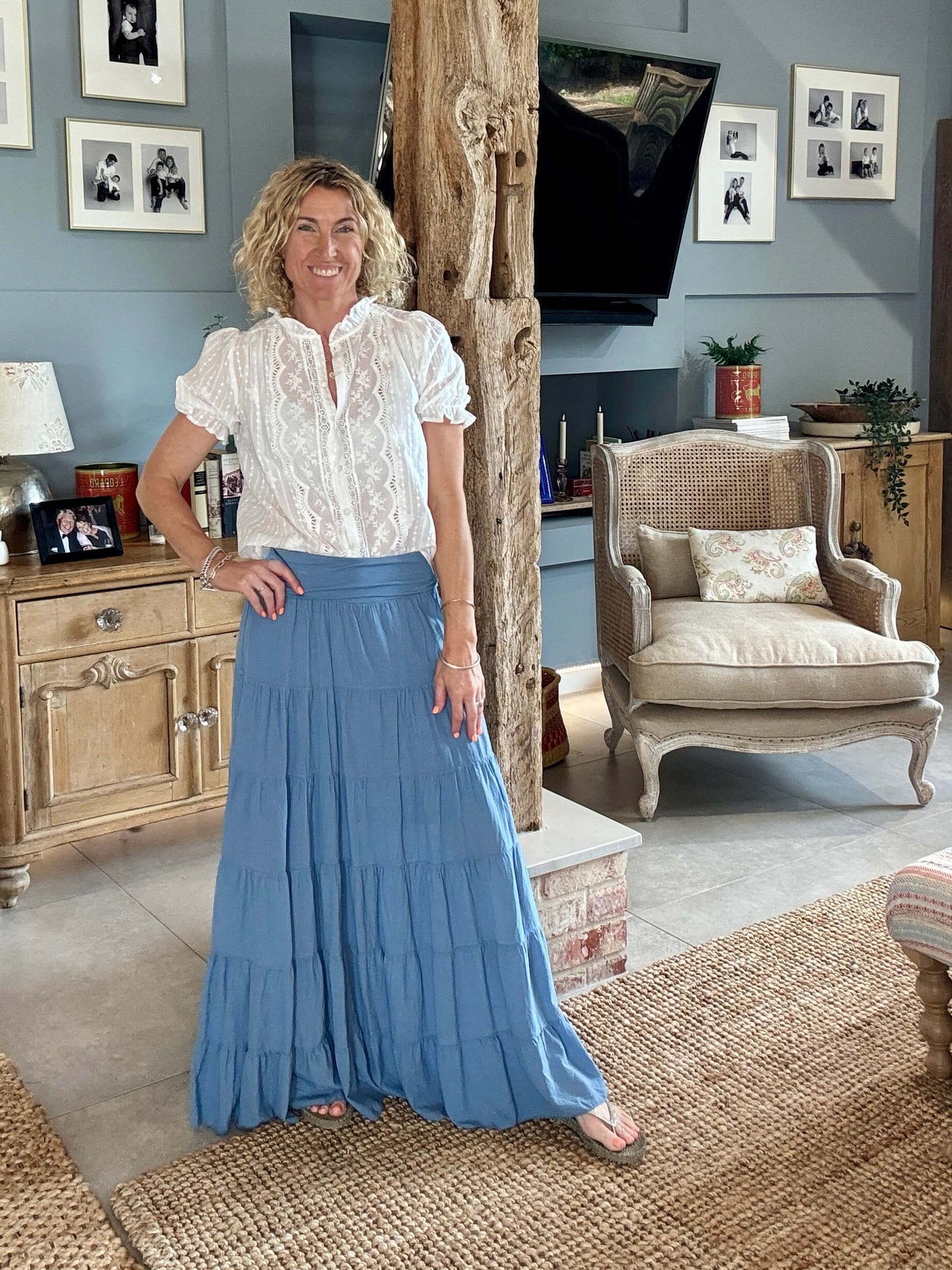 Lexi Tiered Maxi Skirt | Denim