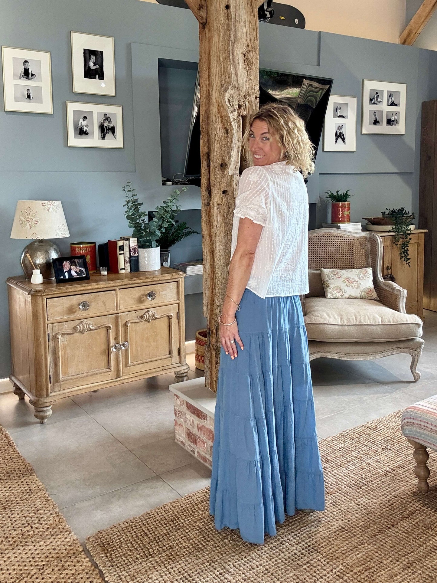 Lexi Tiered Maxi Skirt | Denim