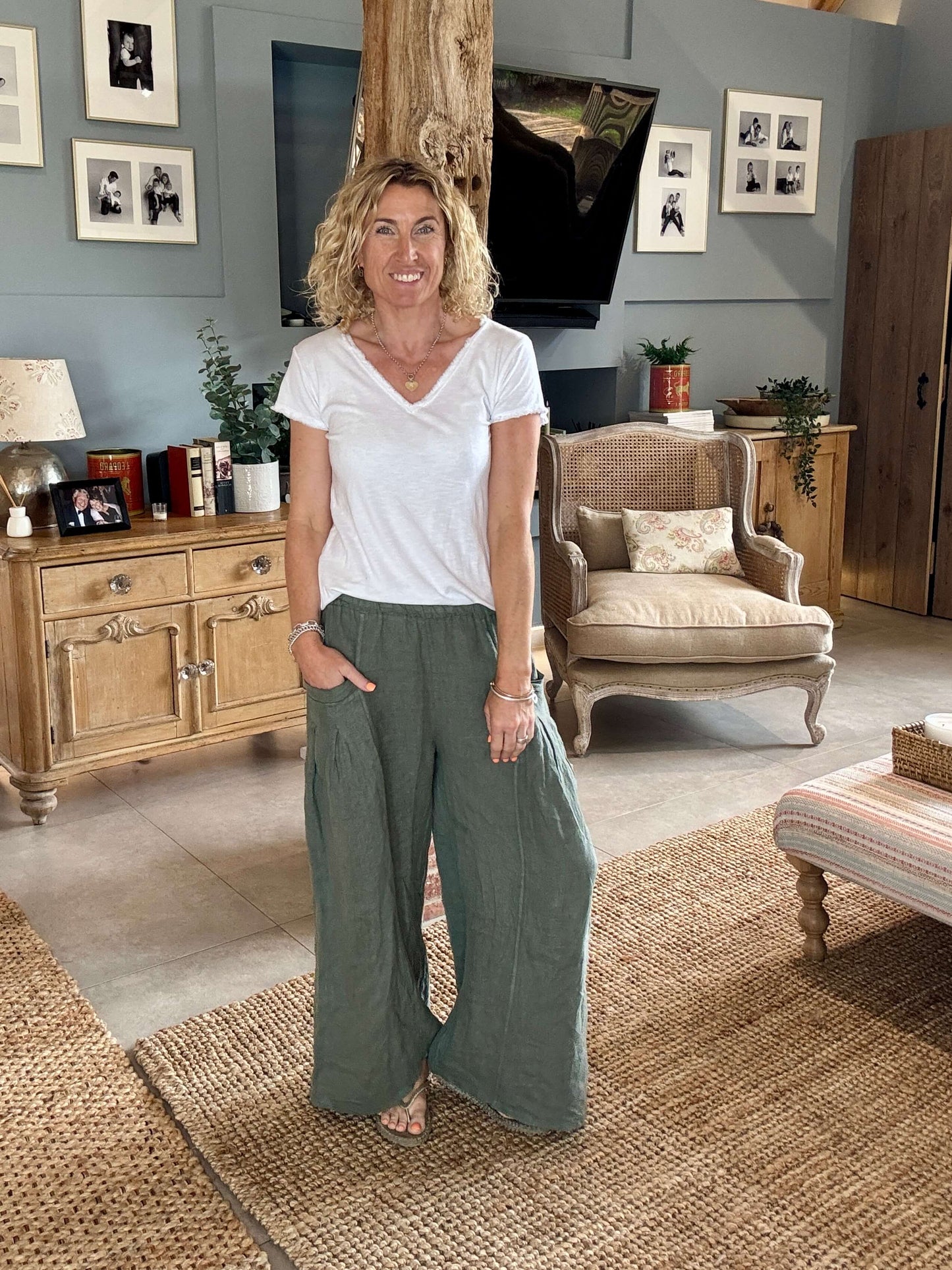 Long Beach Linen Trousers | Khaki