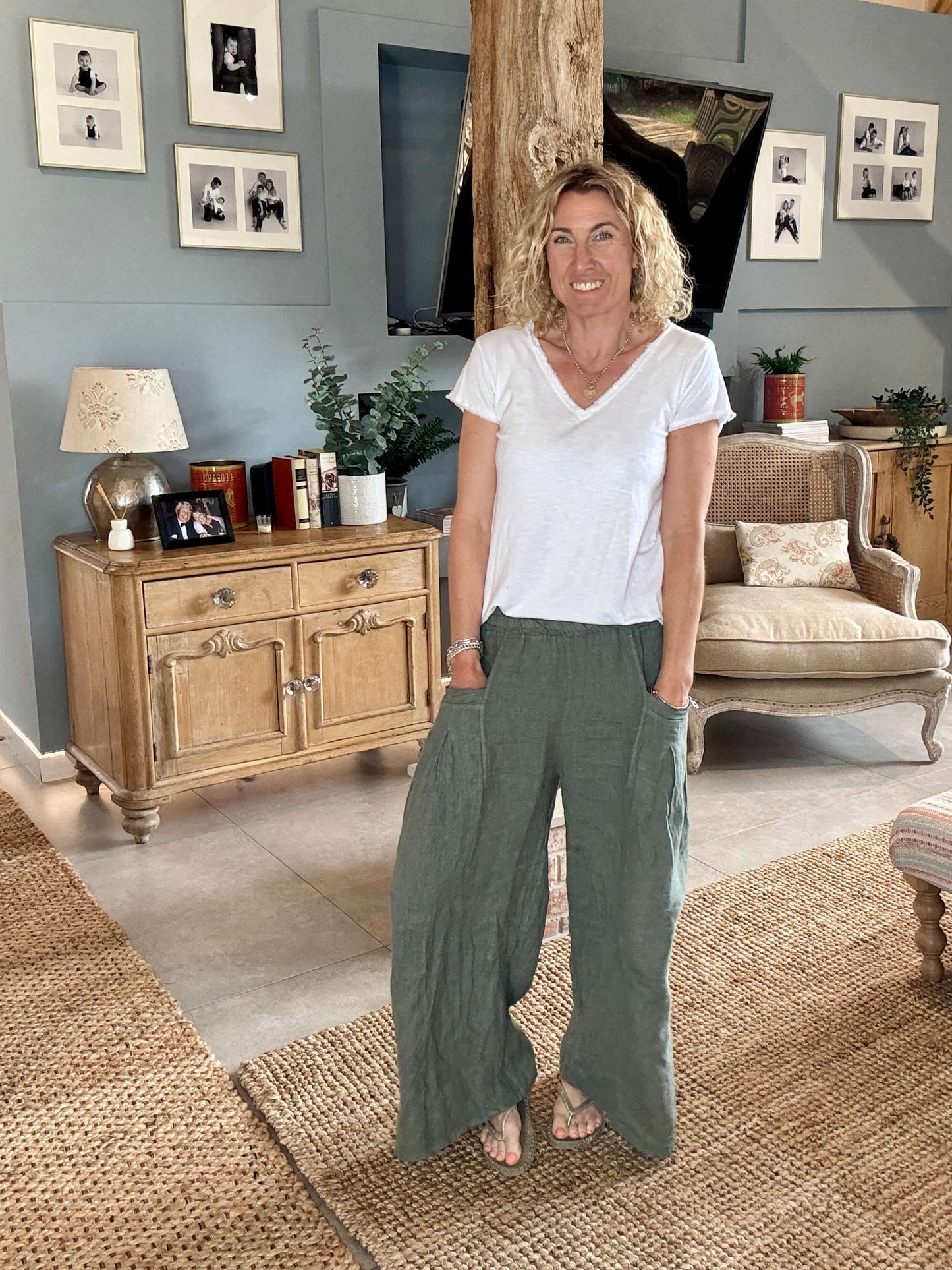 Long Beach Linen Trousers | Khaki