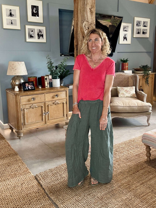 Long Beach Linen Trousers | Khaki
